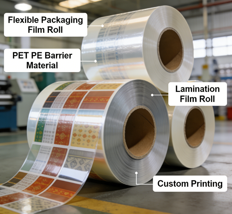 Food Grade BOPP Lamination Film Roll Custom Printed Flexible Packaging Film